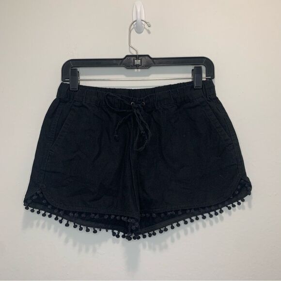 J. Crew Factory Pants - J Crew Black Linen Pom Pom Shorts Size XS